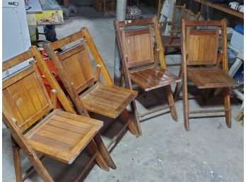 4 Antique Wooden Folding Chairs