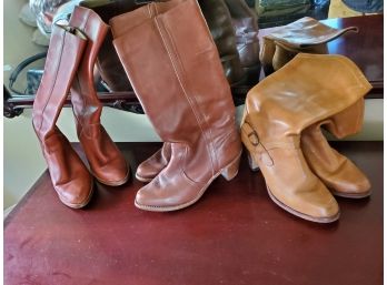 3 Pair Ladies Leather Boots - Size 10