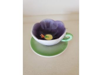 Lefton China Tiny Cup And Saucer Attached