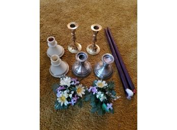 Candlestick Holders And Candles Sterling