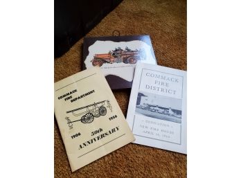 Vintage 1950s-1960s Commack Fire Department History Booklets And Wall Plaque