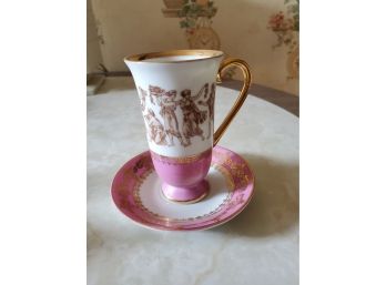 Pink And Gold Cup And Saucer