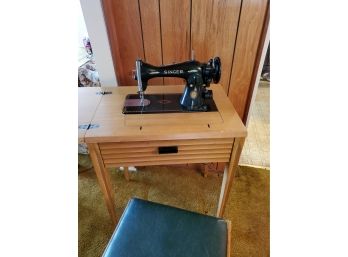 1950s Singer Sewing Machine With Original Receipt, Bench And Lots Of Extras