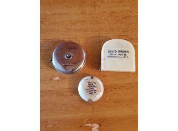 3 Vintage Tape Measures - Advertising - Western Germany Has Button For Retracting