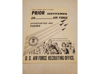 U.S. Airforce Recruiting Poster With Football Signals On Back