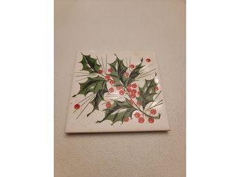 Vintage Holly Tile Wall Hanging