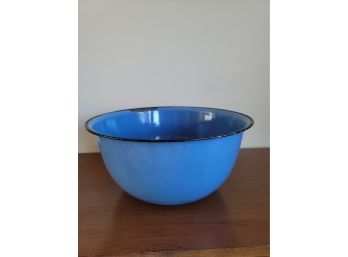 Gorgeous Large Blue/black Enamel Bowl - 11.5' X 5.5'