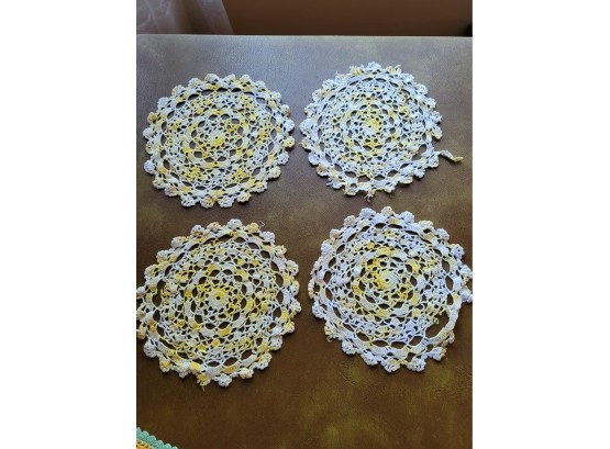 Yellow And White Doilies Lot #10