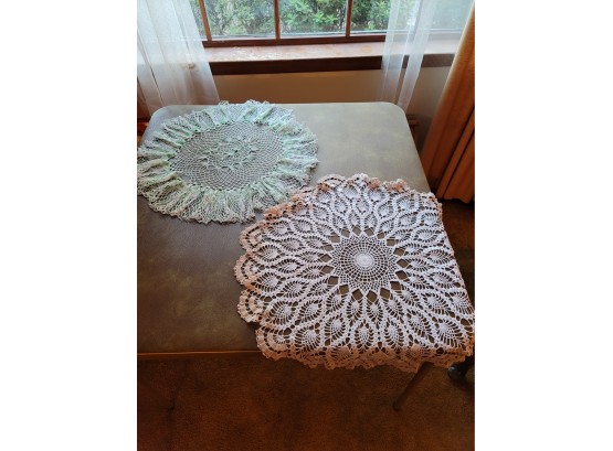 2 Large Round Doilies Lot # 21