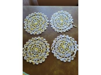 Yellow And White Doilies Lot #10
