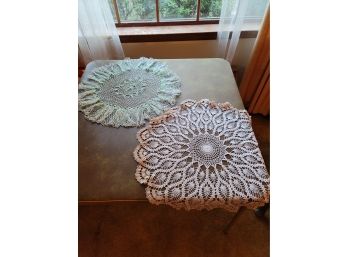 2 Large Round Doilies Lot # 21