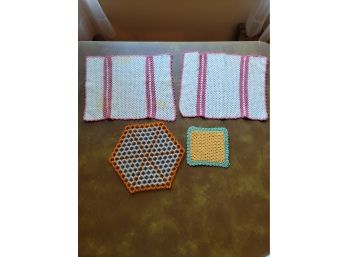 4 Doilies Some Stains Lot #14