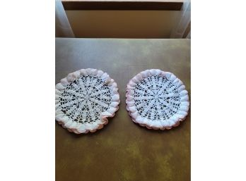 2 Pink And White Doilies Lot #12