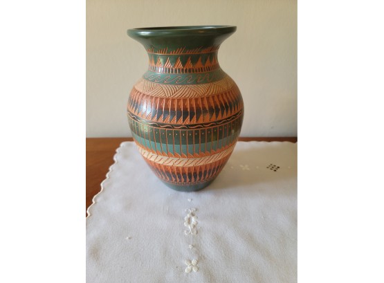 Gorgeous Signed Clay Vase - 8' Tall