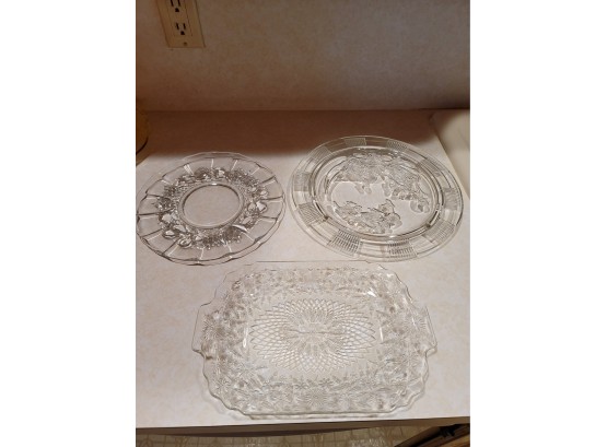 3 Glass Serving Dishes - 1 Is Cakeplate