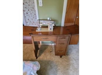 Gorgeous Gimbels Deluxe Sewing Machine 990- BC TW With Cabinet