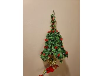1960s Holly Mistletoe Bell With Hanging Pixie