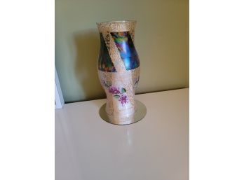 Tall Pillar Candle With Mirror And Glass Painted Cover