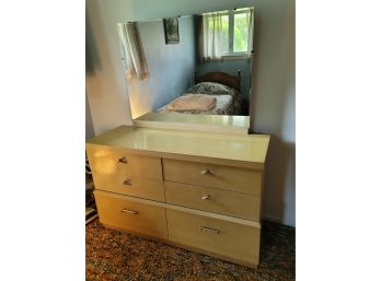 1950s Blonde Dresser With Mirror - Read For Measurements
