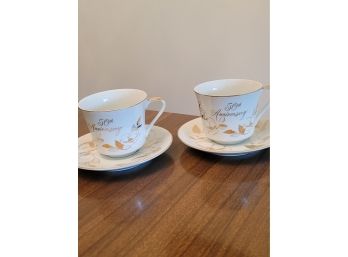 Set Of 2 - 50th Anniversary Cup & Saucers