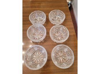 6 Cut Glass Bowls - 5'