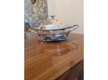 Glass Casserole In Silver Covered Holder