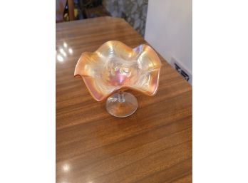 Carnival Glass Footed Candy Dish