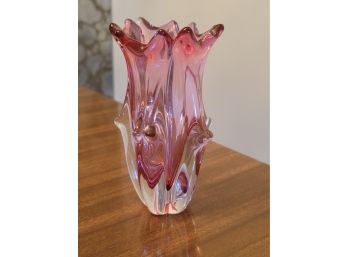 6' Tall Cranberry Glass Vase