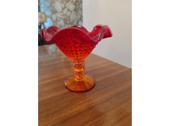 Orange / Red Footed Glass Dish