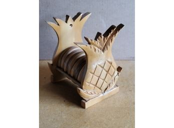 Wooden Pineapple Coaster Set - Frame Needs Regluing