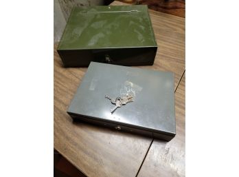 Two Metal Boxes  - 1 Locking W/ Keys