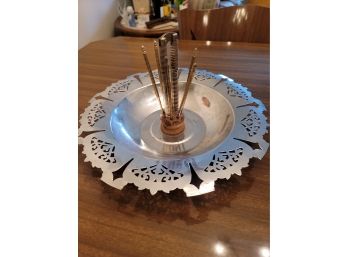 Vintage Nut Bowl With Cracker And Picks