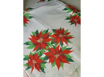 Poinsettia Table Cloth - Some Staining  - 92 X 50