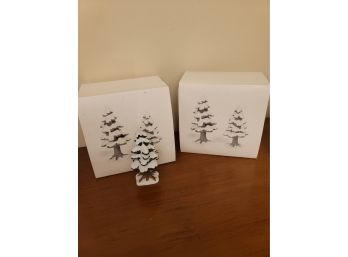 Dept 56 2 Sets Of 2 Porcelain Pines