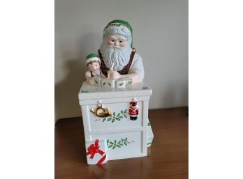 Lenox Santas Workbench Cookie Jar With Box