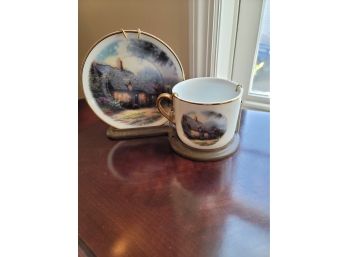 Thomas Kincade Cup And Saucer Set With Stand