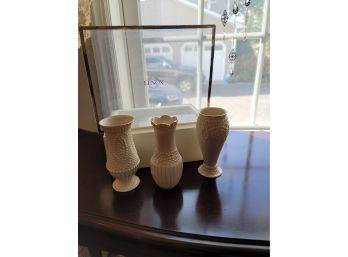 3 Small Lenox Vases In Box