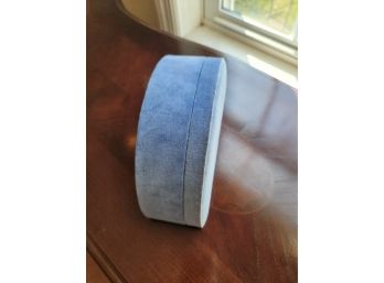 Padded Cloth Lined Moon Shaped Covered Blue Box