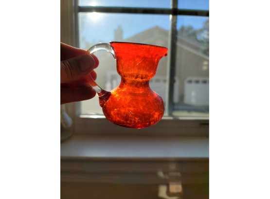 Small Red Glass Creamer /pitcher