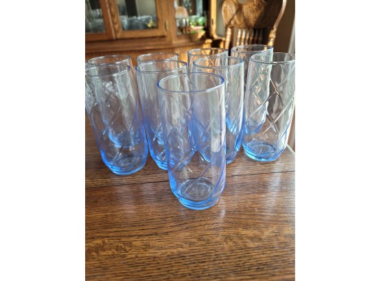 9 Blue Drinking Glasses