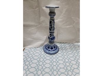 11' Tall Blue And White Taper Holder