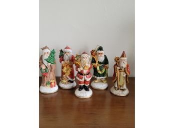 5 Bisque Santa Ornaments From Around The World