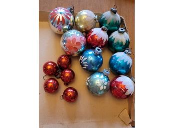 15 Piece Vintage Mercury Glass & Glass Christmas Ornaments