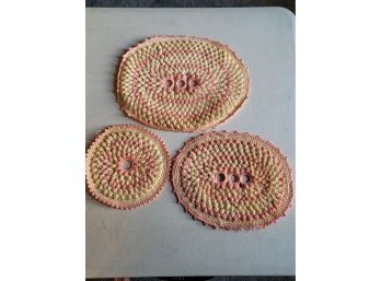 Antique Crocheted Hot Plates - 7', 9' & 12'