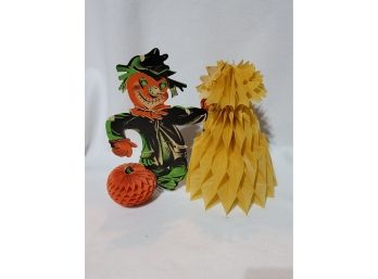 Vintage Beistle Halloween Honeycomb Scarecrow