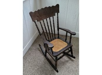 Antique Childs Rocker- 29.5' Tall Back, 14.5' Wide At Bottom, 12' Tall Seat - M