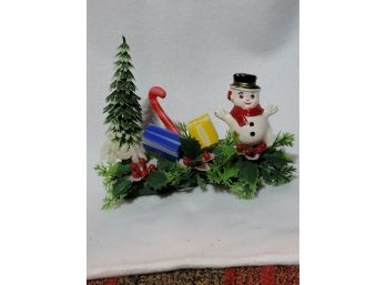Mid Century Frosty Christmas Scene - Plastic 7' Wide X 6' Tall