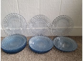 1930s Blue Bubble Depression Glass 9.25' Dinner Plates 25 In All - M