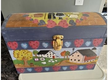 Heavy Painted Trunk With Removable Shelf