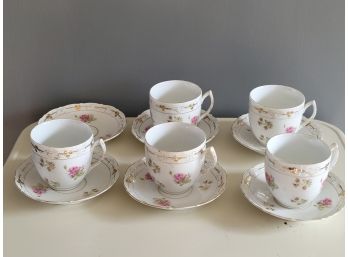 Antique Cup And Saucers- 5 Cups & 6 Saucers